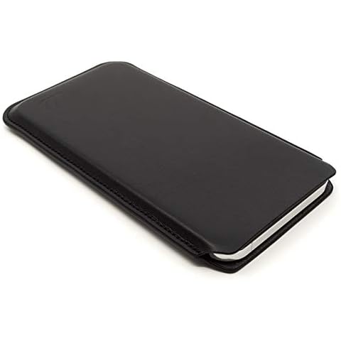 CushCase Leather Sleeve Pouch Case for iPhone 13 Mini/iPhone 12 Mini - Ultra Slim Design - Black Cover