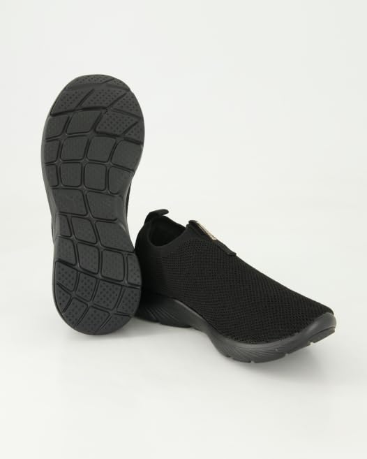 Image of PUMA Softride Premier 309834 09 Women's Slip-On Knitted Running Shoes Black Gold