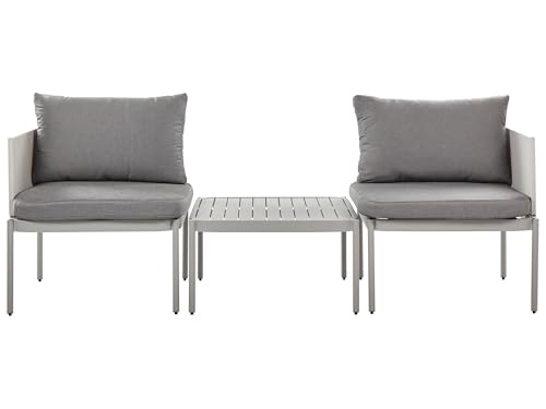 Beliani Lounge-Set mit Couchtisch grau Aluminium modulares 2-Sitzer Sofa-Set Terracina