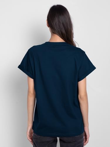 Image of Bewakoof Women's Graphic Printed 100% Cotton T-Shirt - Boyfriend Fit, Round Neck, Half Sleeves