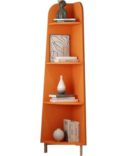 Elegante estantería esquinera de 4 niveles, estante decorativo que ahorra espacio para sala de estar, estantería moderna de pie, elegante solución de almacenamiento para el hogar