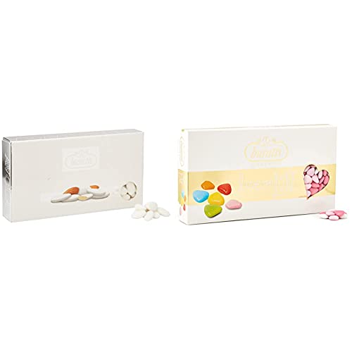 Buratti Confetti Dragées à l'amande d'avola Avole Torino 1 Kg & Dragées au Chocolat Avec des Mini Coeurs Ombres Roses 1 Kg