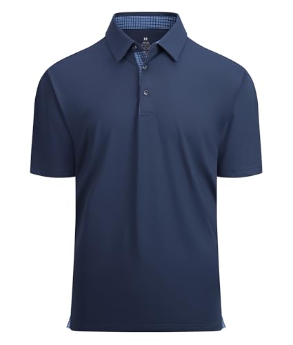 Alex Vando Mens Golf Shirt Moisture Wicking Quick-Dry Solid Short Sleeve Polo Shirts for Men