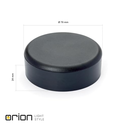 ORION LIGHTSTYLE Verteilerdose PVC Baldachin Deckendose Rosette Abzweigdose Abdeckung, schwarz, 1 Stück, rund, 70mm