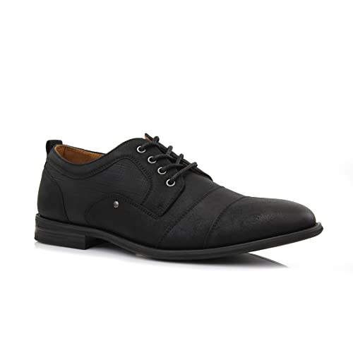 Image of Ferro Aldo Men's Modern Cap-Toe Derby Collection | Statement Dress Shoes in Floral, Woven, & Classic Styles