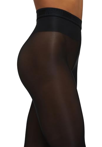 Image of Wolford Neon 40 Denier Tights Pantyhose for Women Semi Sheer Brilliant Shine Soft Logo Waistband Invisible Reinforced Toe