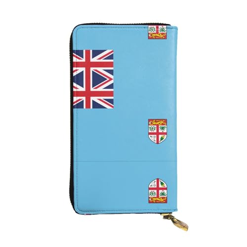 Pochette longue drapeau fidjien, portefeuille zippé tout-en-un avec porte-cartes pour femme et homme