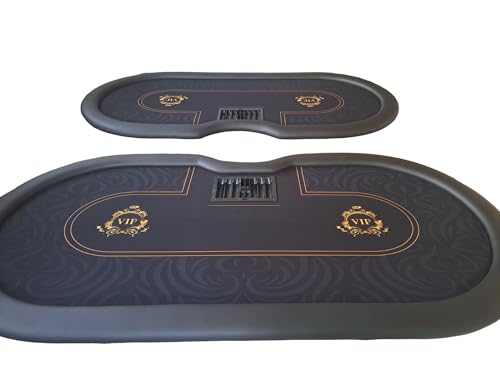 PK-Pokertische mit X-Tischbeinen und wasserabweisendem VIP Spieltuch (Grau/Schwarz) 270x130cm Poker Tisch XXL – Bild 6