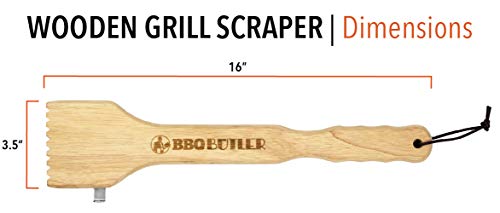 BBQ Butler Wood Grill Scraper - Wooden Barbecue Cleaner - BBQ Tools - Bristle Free - Food Safe Oak Grill Scraper with Metal Scraping Hook and Bottle Opener - Thumbnail 6