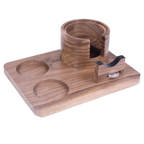 Portafilter Holder, 3 in 1 Walnut Espresso Tamping Station Organi...