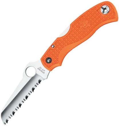 Spyderco Knives C45SOR Rescue Jr., Orange FRN Handle, Serrated
