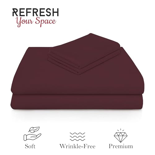 Image of FRESH FROM LOOM Soft Solid Plain 240 TC Queen Size Bedsheet Set - Anti Fade Bed Sheet with 2 Pillow Covers (Size- 90 x 95 inch | Piyaji| Solid)