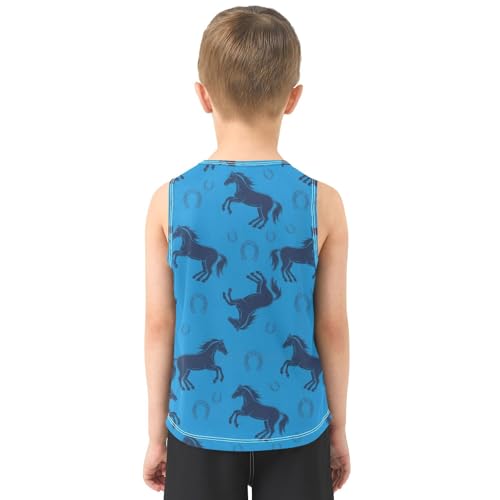 J JOYSAY Horse Horseshoes Blue Boys Tank Top Sleeveless Muscle Shirts Quick Dry Workout Sport Active Kids T-Shirts 3-15T3