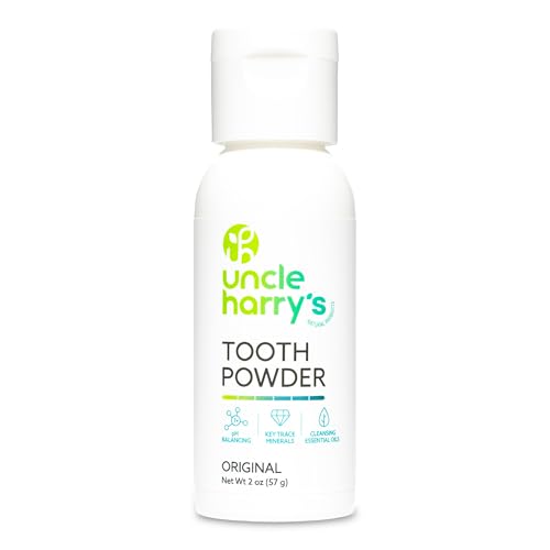 Uncle Harry's All Natural Tooth Powder | Alkalizing Remineralizing Enamel Support & Whitening Toothpaste for Sensitive Teeth | Powder Toothpaste for Gum Health & Fresh Breath (2 oz)