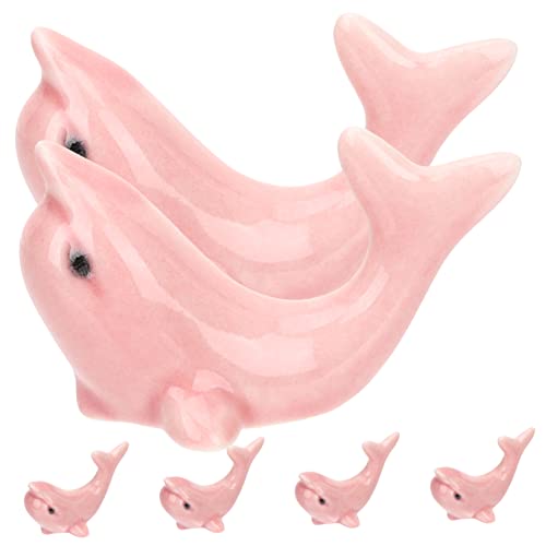 HEALLILY 6Pcs Cute Animal Ceramic Chopstick Holders Porcelain Spoon Rest for Dining Table Decor Elegant Design Dolphin Shape Functional and Stylish Kitchen Accessories