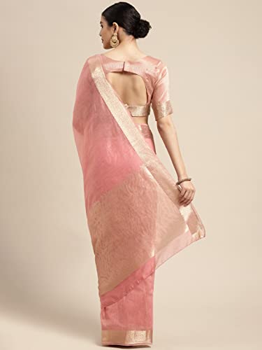 Image of AKHILAM Women's Linen Blend Jacquard Saree With Unstitched Blouse Piece (8SDZ13 Parent)