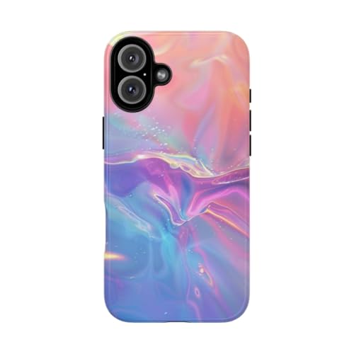 Coque iPhone 16 Plus multicolore rigide brillante et design abstrait dégradé