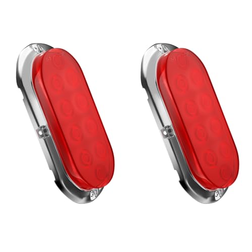 Alopee 2-Pack 6 Inch Oval Led Trailer Tail Lights Enclosed Submersible Utility Trailer Brake Lights for Semi-Truck RV Camper Boat Car Tractor Motorcycle Rear Side Marker Clearance Running Lighting