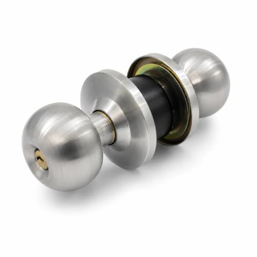 Image of GripFit Cylindrical Door Lock | 60mm | Stainless Steel Finish | with Key | for Bedroom, Bathroom & Office Door