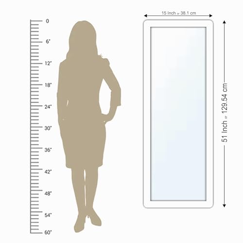 Image of Creative Arts n Frames 15x51 inch Sophisticated White Long Fiber Wood Wall Hanging Mount HD Mirror Home Decor Items Living Room Bathroom Bedroom Hotel Office (Sophisticated White Framed HD Mirror)