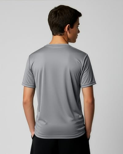 Real Essentials 5 Pack: Boys' Mesh Short Sleeve Athletic T-Shirt - Youth Kids Teens Active Basketball Tops (4-18 Years)