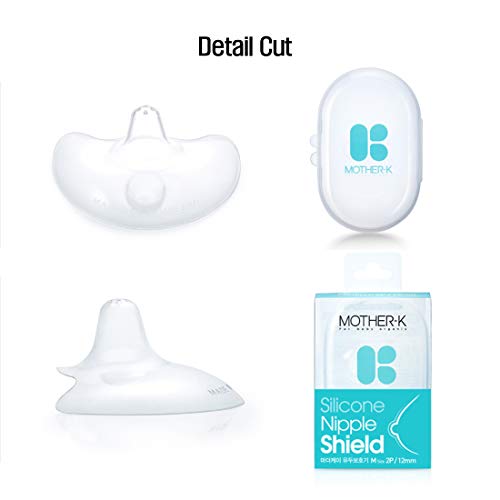 Mother-K Silicone Nipple Shield 2P with Carry Case, Contact Nipple Shields for Breastfeeding with Latch Difficulties or Flat or Inverted Nipples, Nipple Wound Protection (Large) - Thumbnail 3