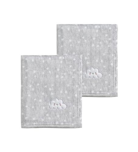 CREVENT 2 Stück kuschelige, warme Babydecken für Säuglinge, Kleinkinder, Bettwäsche, Kinderbett, Kinderwagen, 75 x 100 cm - Graue Wolke