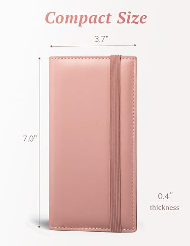 Image of Yarnic Checkbook Cover for Personal Checkbook Holder (Blush Pink) | Check Book Covers with Pen Holder & Built-in Clear Plastic Divider for Duplicate Checks