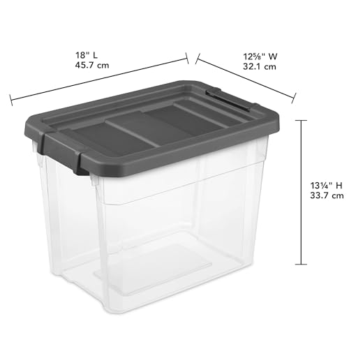 Sterilite 6-Pack Modular Stacker Box, Durable Clear Plastic Storage Bins with Latching Lids, 30 Quart - Stackable Organizing Container Boxes for Closet, Bathroom, and Office
