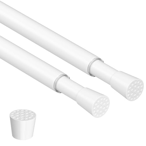 ZipGlo Lot de 2 Tringles Extensibles sans Perçage, 59-100 cm Barres à Rideaux pour Portes, Fenêtres, Cuisine, Armoire - Blanc