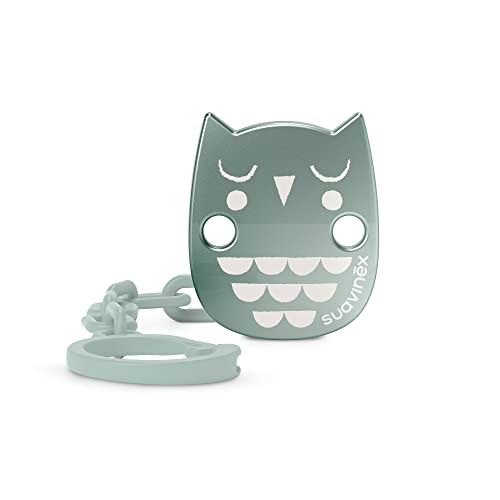 Suavinex, Broche Pinza Para Chupetes; Chupetero; Cadena Para Chupete Con Broche Joya; Efecto Metalizado. +0 Meses; Bonhomia Verde