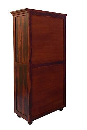 Image of Sheesham Wood Wardrobe with 2 Drawer and 4 Shelves Storage for Bedroom Wooden Almirah for Clothes for Living Room Bedroom Home, Solid Wood Furniture (Teak)