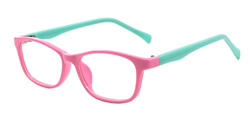 Outray Blue Light Blocking Glasses Square Eyeglasses Frame Anti Blue Ray Computer Game Glasses for Kids/Teens Pink