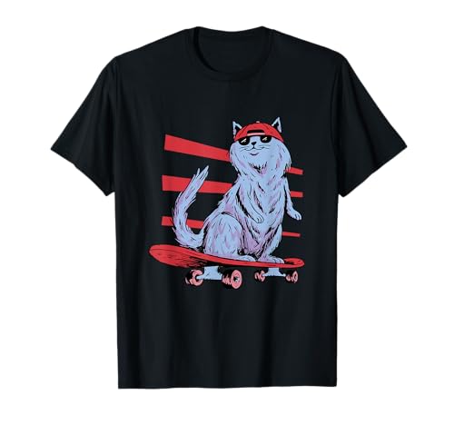 Skatboard Fahrende Katze T-Shirt Skatboard Fahrende Katze T-Shirt