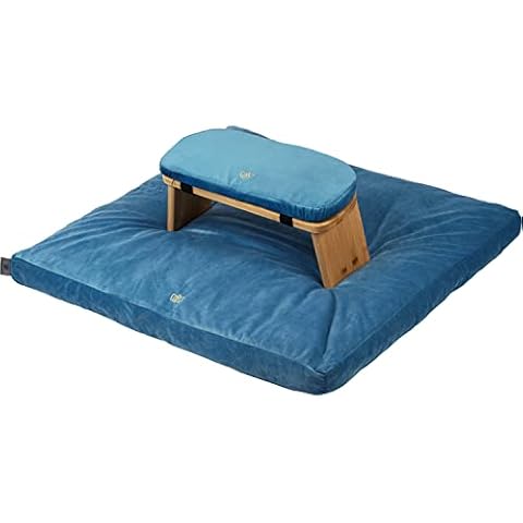 Florensi Zabuton Meditation Mat & Meditation Bench Bundle - Premium Velvet Floor Pillow with Bamboo Foldable Meditation Stool, Floor Cushion and Prayer Kneeler, Best Support for Sitting & Kneeling Cover