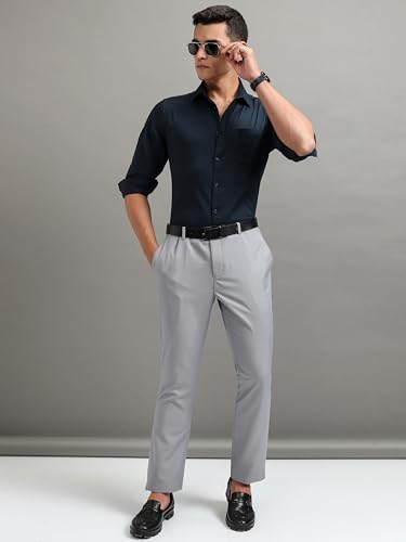 Image of Highlander Men's Slim Fit Formal Shirt | Solid Formal Shirt for Men | Comfortable Fabric | Stylish Design for Everyday Use & Office Wear