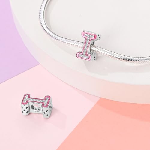 MICOO 925 Sterling Silver AZ Letter Charms Fits Pandora Bracelets Necklace with 5A Cubic Zirconia Alphabet Bead Charm Birthday DIY Jewelry Gift2