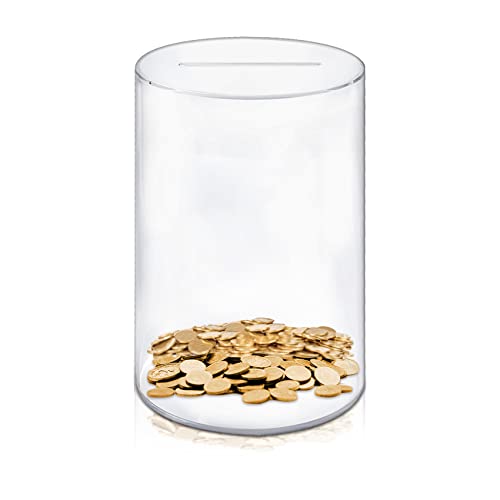 Clear Acrylic Money Box, Smash Money Box, Break to Open Unopenable Piggy Bank for Adults and Kids, 10.3