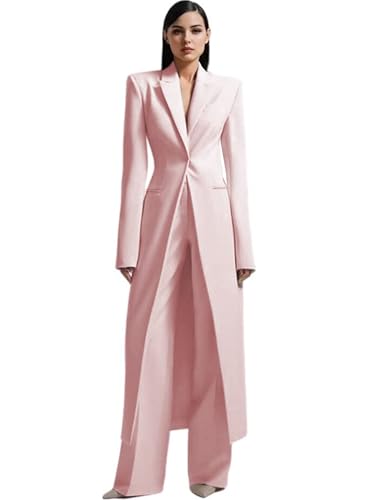 TIANMEI Womens Suit Slim Fit Tuxedo for Women Casual 2 Pieces Blazer Dress Set Long Ladies Formal Wedding Party Jacket Pants