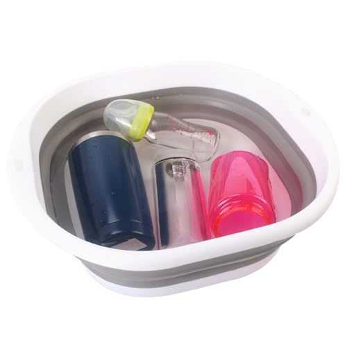 Image of CTTZCKJ Baby Bottle Wash Basin,Babyhood Multi-Purpose Collapsible Wash Basin,for Washing Baby Bottles and Breast Pump Parts,Reusable Baby Bottle Sink Basket for Home and Travel.