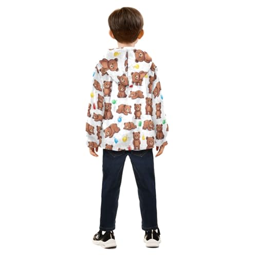 CHIFIGNO Cute Cartoon Brown Bears Boys Winter Jacket, Kids Zip up Jacket Thick for Fall Winter Spring 3T4