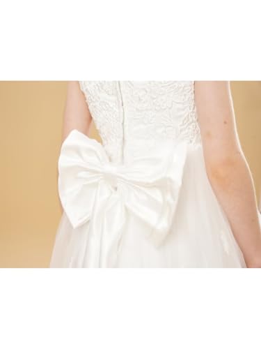 Flower Girl Dress Lace Tulle Tea Length Wedding Kids Bridesmaid First Communion Dresses for Girls Birthday Party Gown4