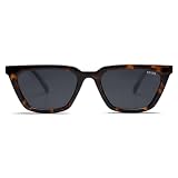 SOJOS Polarized Narrow Square Cateye Sunglasses for Women Retro Trendy Driving Glasses SJ2169 with Tortoise Frame/Grey Lens