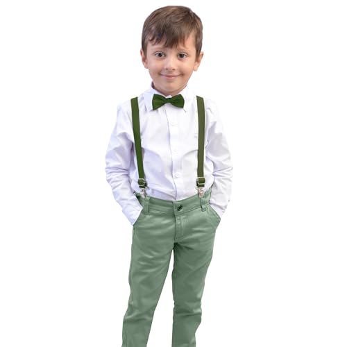 Conjunto Social Infantil Casamento Batizado Pajem Verde Oliva - V...