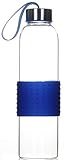 UNIWARE Premium 550ml Borosilicate Glass Water Bottle (Blue)
