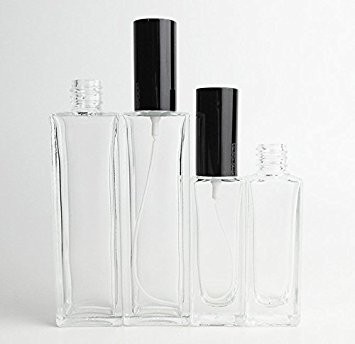 Bottiglia di Profumo Quadrata, Bottiglia di Profumo in Vetro Trasparente, Spray per Profumi, Bottiglia da 30 ml, 4 Pezzi, per Viaggi, Oli Essenziali e Dopobarba(Bianco e Nero