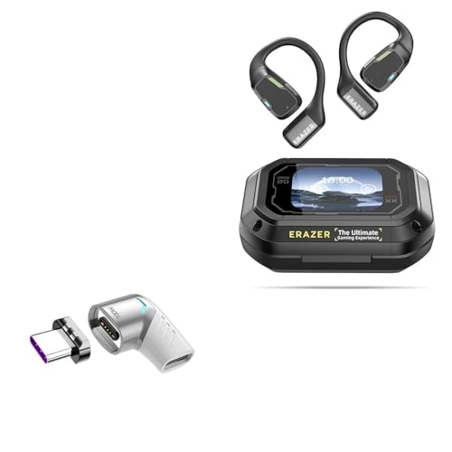 BoxWave Adapter Compatible with ERAZER XP6 AI Translator Earbuds (2 in) - MagnetoSnap PD Angle Adapter, Magnetic Charging Connector Device Saver - Metallic Silver
