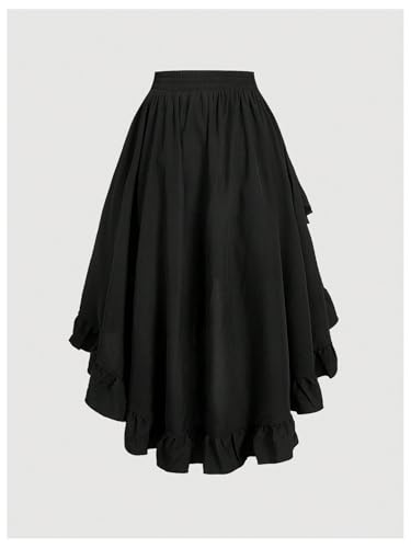 Milumia Women's Asymmetrical Ruffle Hem Skirt Elastic High Waisted High Low Long Skirts2