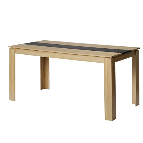 FURNITABLE Esstisch, Esszimmertisch Holztisch für Küche, Großer Tisch, 160x80x75cm, Eiche und Schwarz