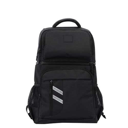 YUKORT Picknick-Tasche Isoliertes Picknick-Rucksack Thermo-Bierkühler-Taschen Kühlschrank for Frauen Kinder Thermalbeutel 2 Abteil im Freien Wandern Picknicktasche (Color : Black)